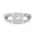 Princess-Cut Lab Grown Diamond Side Stone Engagement Ring