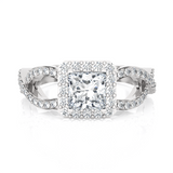 Princess-Cut Lab Grown Diamond Side Stone Engagement Ring