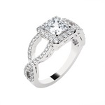 Princess-Cut Lab Grown Diamond Side Stone Engagement Ring