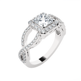 Princess-Cut Lab Grown Diamond Side Stone Engagement Ring