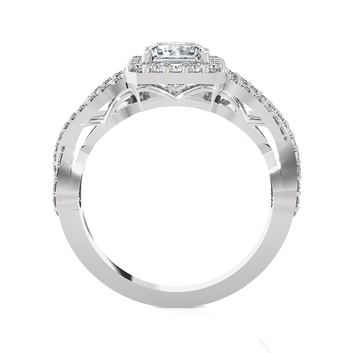 Princess-Cut Lab Grown Diamond Side Stone Engagement Ring