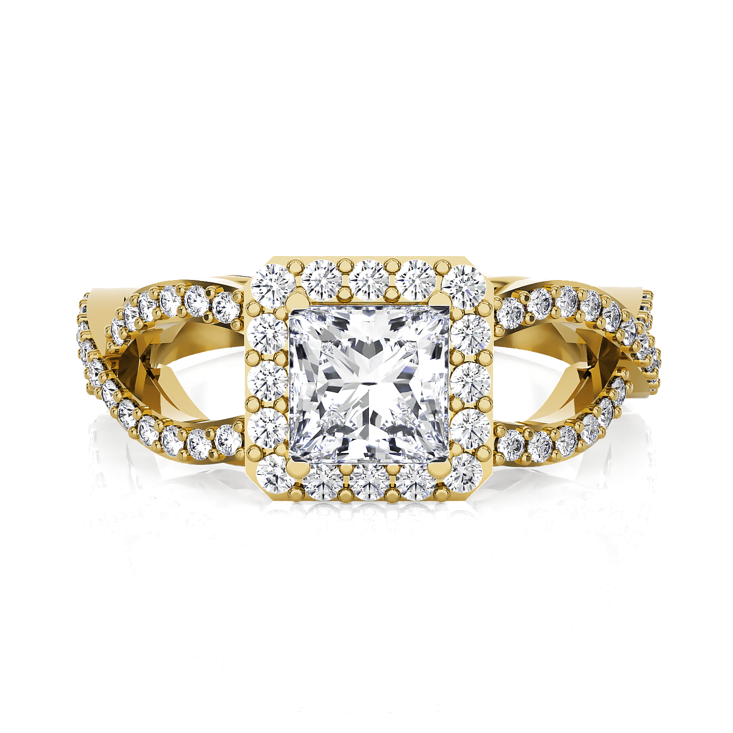 Princess-Cut Lab Grown Diamond Side Stone Engagement Ring