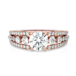 Round Lab Grown Diamond Side Stone Engagement Ring