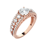 Round Lab Grown Diamond Side Stone Engagement Ring