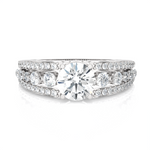 Round Lab Grown Diamond Side Stone Engagement Ring