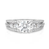 Round Lab Grown Diamond Side Stone Engagement Ring