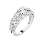Round Lab Grown Diamond Side Stone Engagement Ring