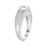 Round Lab Grown Diamond Side Stone Engagement Ring