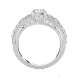 Round Lab Grown Diamond Side Stone Engagement Ring
