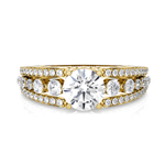 Round Lab Grown Diamond Side Stone Engagement Ring