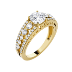 Round Lab Grown Diamond Side Stone Engagement Ring
