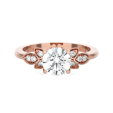 Round Lab Grown Diamond Side Stone Engagement Ring