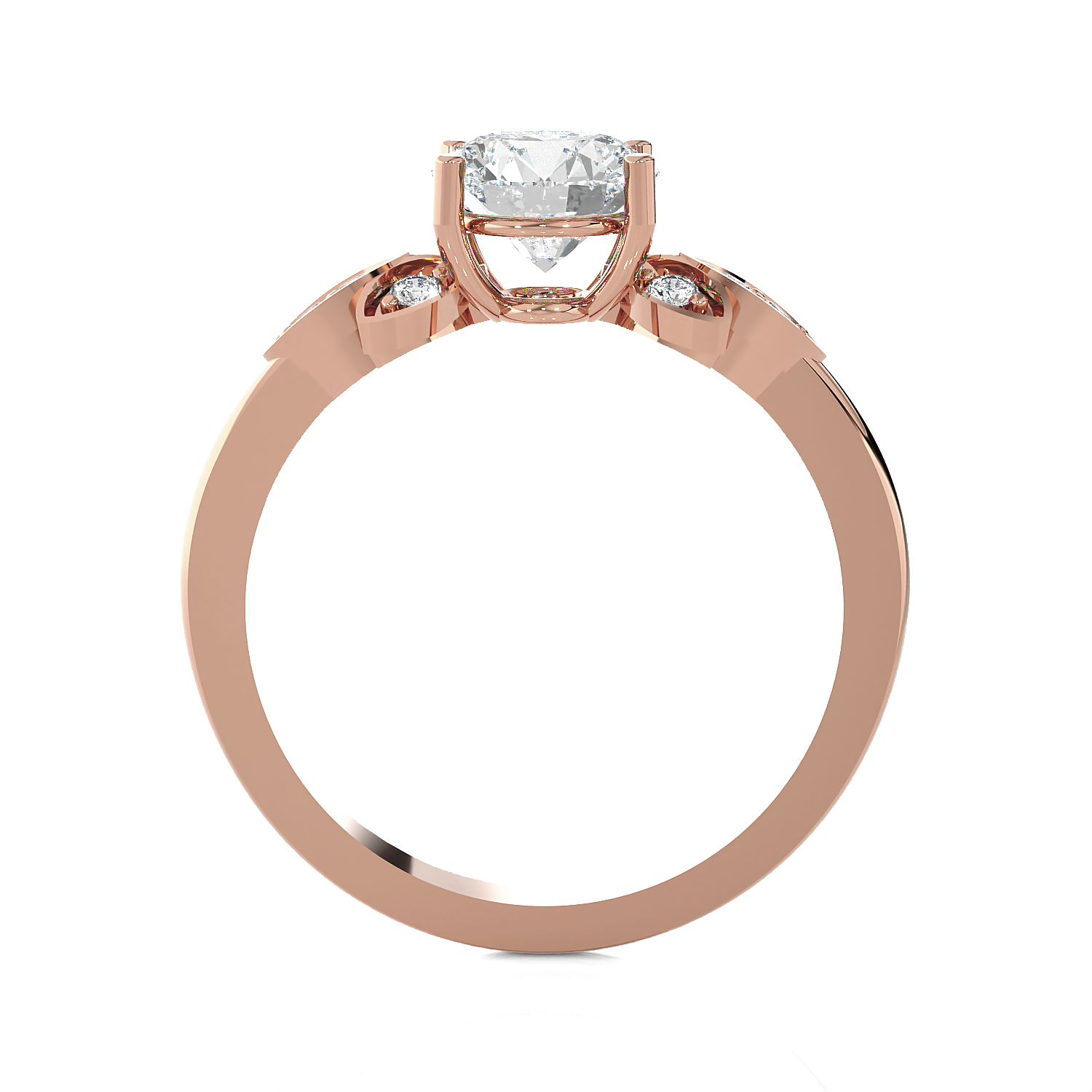 Round Lab Grown Diamond Side Stone Engagement Ring