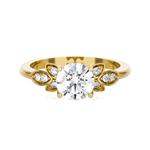 Round Lab Grown Diamond Side Stone Engagement Ring