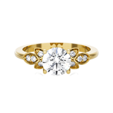 Round Lab Grown Diamond Side Stone Engagement Ring