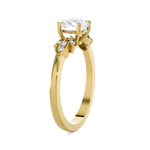 Round Lab Grown Diamond Side Stone Engagement Ring