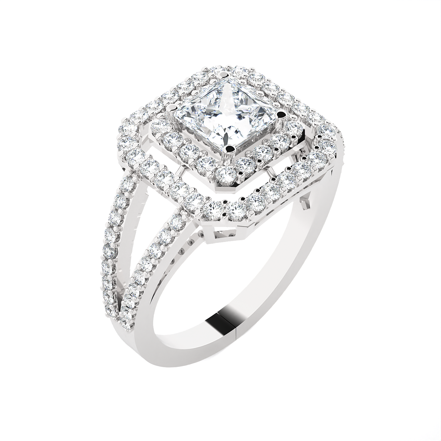 Princess-Cut Lab Grown Diamond Halo Engagement Ring