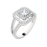Princess-Cut Lab Grown Diamond Halo Engagement Ring