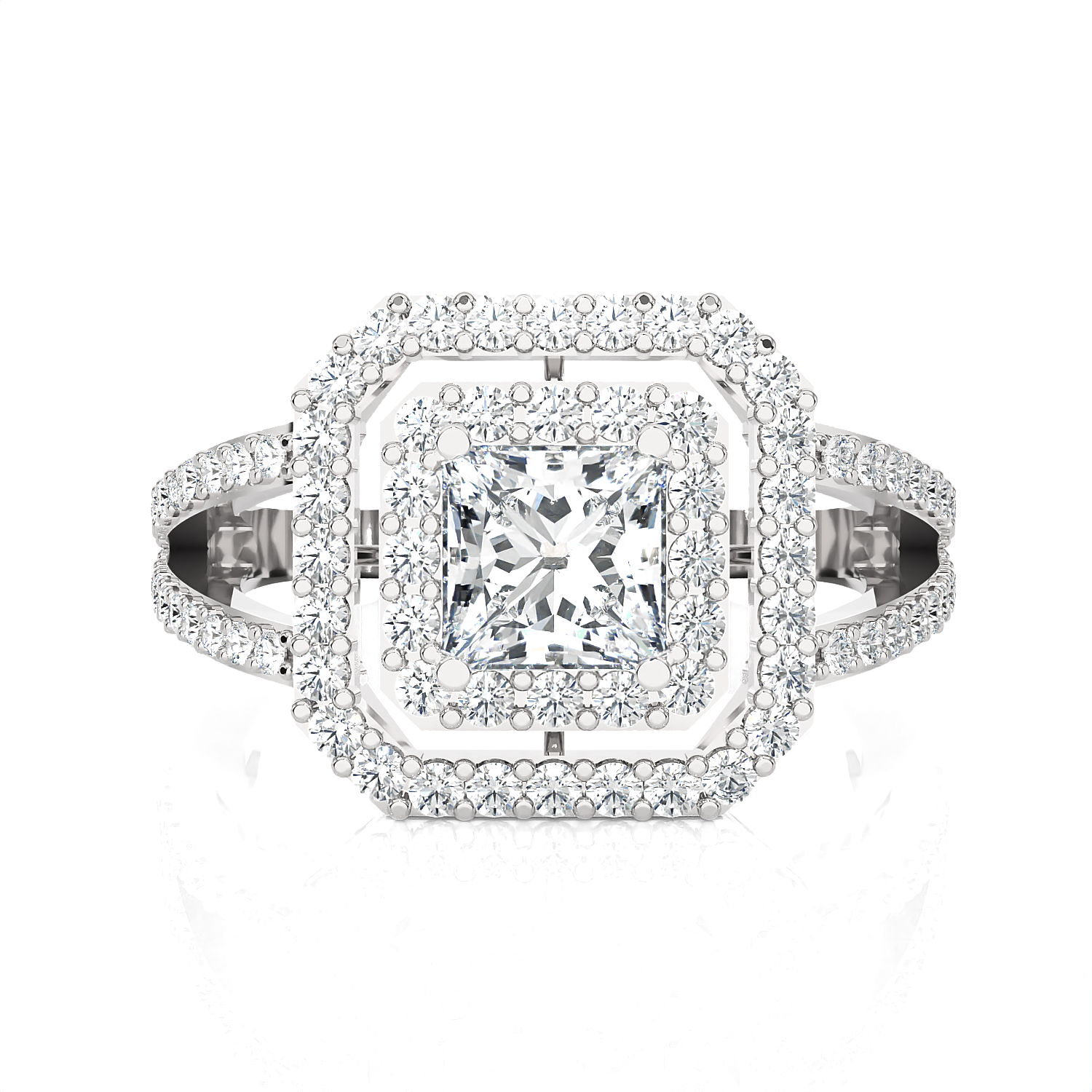 Princess-Cut Lab Grown Diamond Halo Engagement Ring