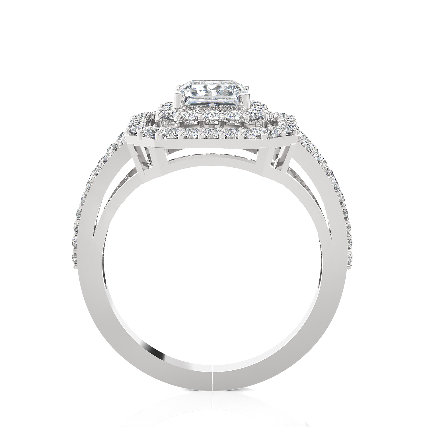Princess-Cut Lab Grown Diamond Halo Engagement Ring