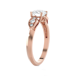 Round Lab Grown Diamond Side Stone Engagement Ring