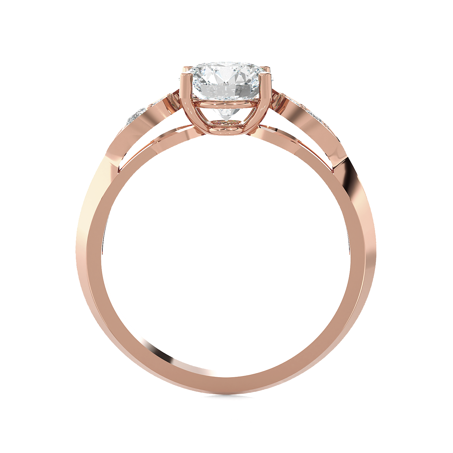 Round Lab Grown Diamond Side Stone Engagement Ring