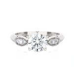 Round Lab Grown Diamond Side Stone Engagement Ring