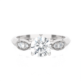 Round Lab Grown Diamond Side Stone Engagement Ring