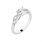 Round Lab Grown Diamond Side Stone Engagement Ring