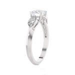 Round Lab Grown Diamond Side Stone Engagement Ring