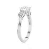 Round Lab Grown Diamond Side Stone Engagement Ring