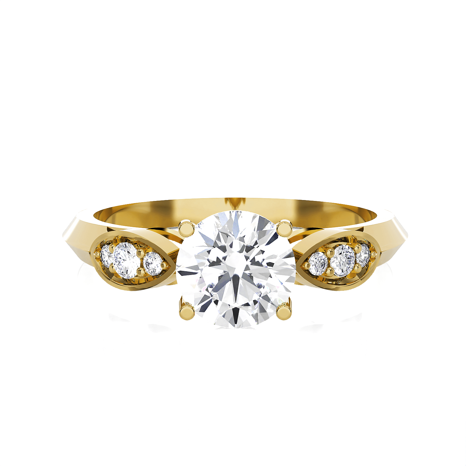 Round Lab Grown Diamond Side Stone Engagement Ring