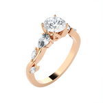 Round Lab Grown Diamond Side Stone Engagement Ring