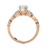Round Lab Grown Diamond Side Stone Engagement Ring