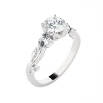 Round Lab Grown Diamond Side Stone Engagement Ring
