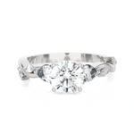 Round Lab Grown Diamond Side Stone Engagement Ring