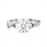 Round Lab Grown Diamond Side Stone Engagement Ring