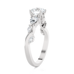 Round Lab Grown Diamond Side Stone Engagement Ring