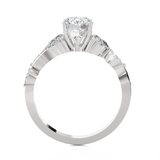 Round Lab Grown Diamond Side Stone Engagement Ring