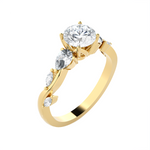 Round Lab Grown Diamond Side Stone Engagement Ring