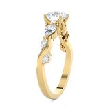 Round Lab Grown Diamond Side Stone Engagement Ring