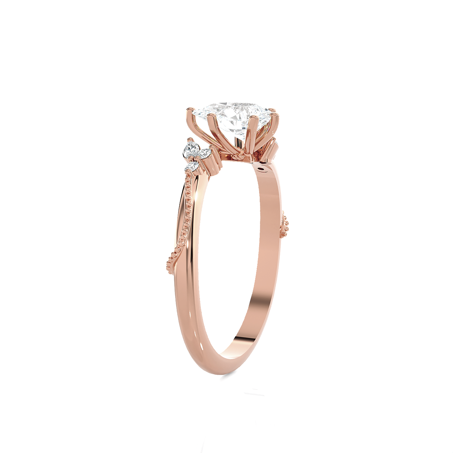 Pear-Shaped Lab Grown Diamond Side Stone Engagement Ring