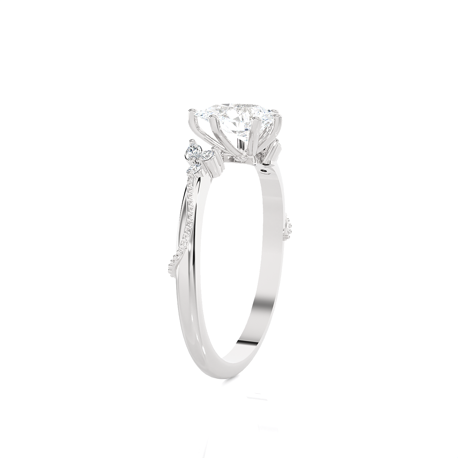 Pear-Shaped Lab Grown Diamond Side Stone Engagement Ring