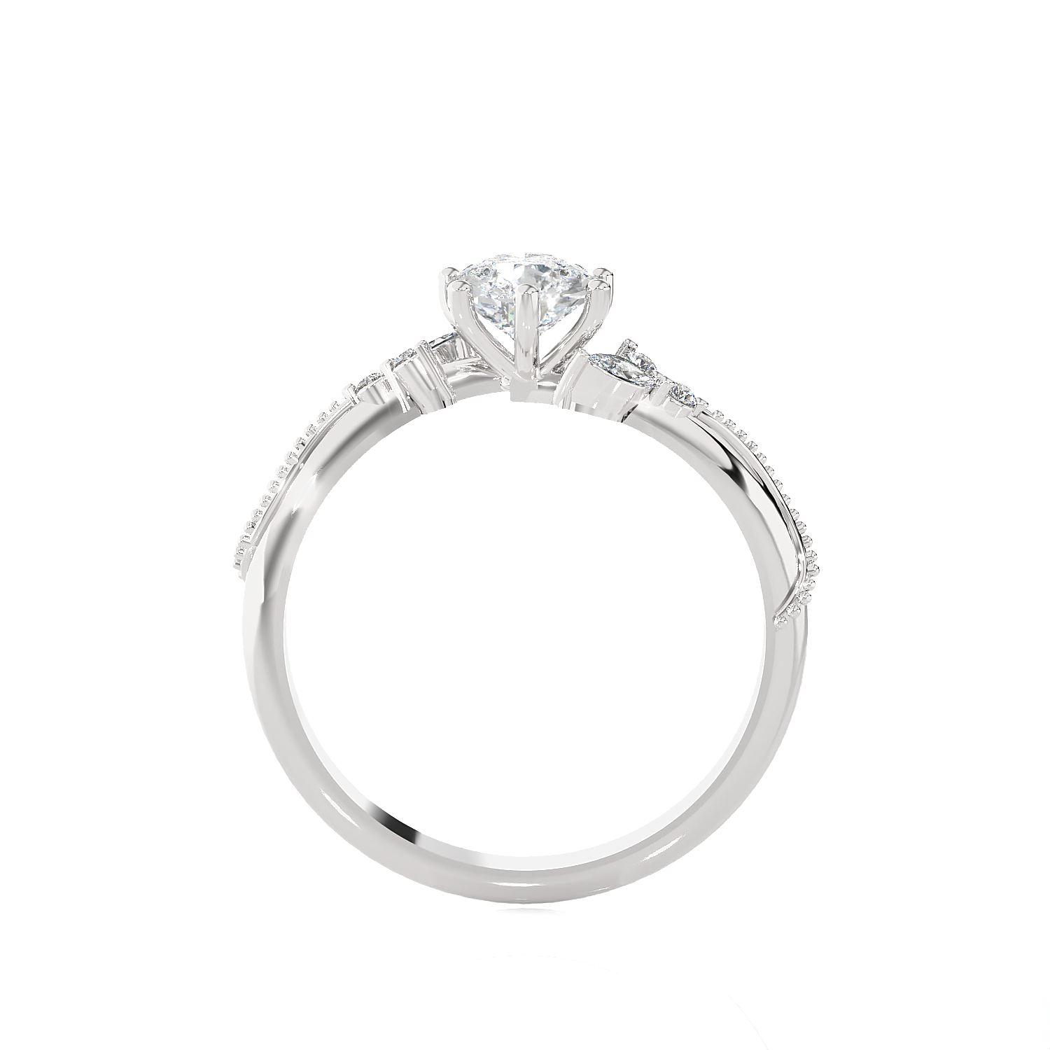 Pear-Shaped Lab Grown Diamond Side Stone Engagement Ring