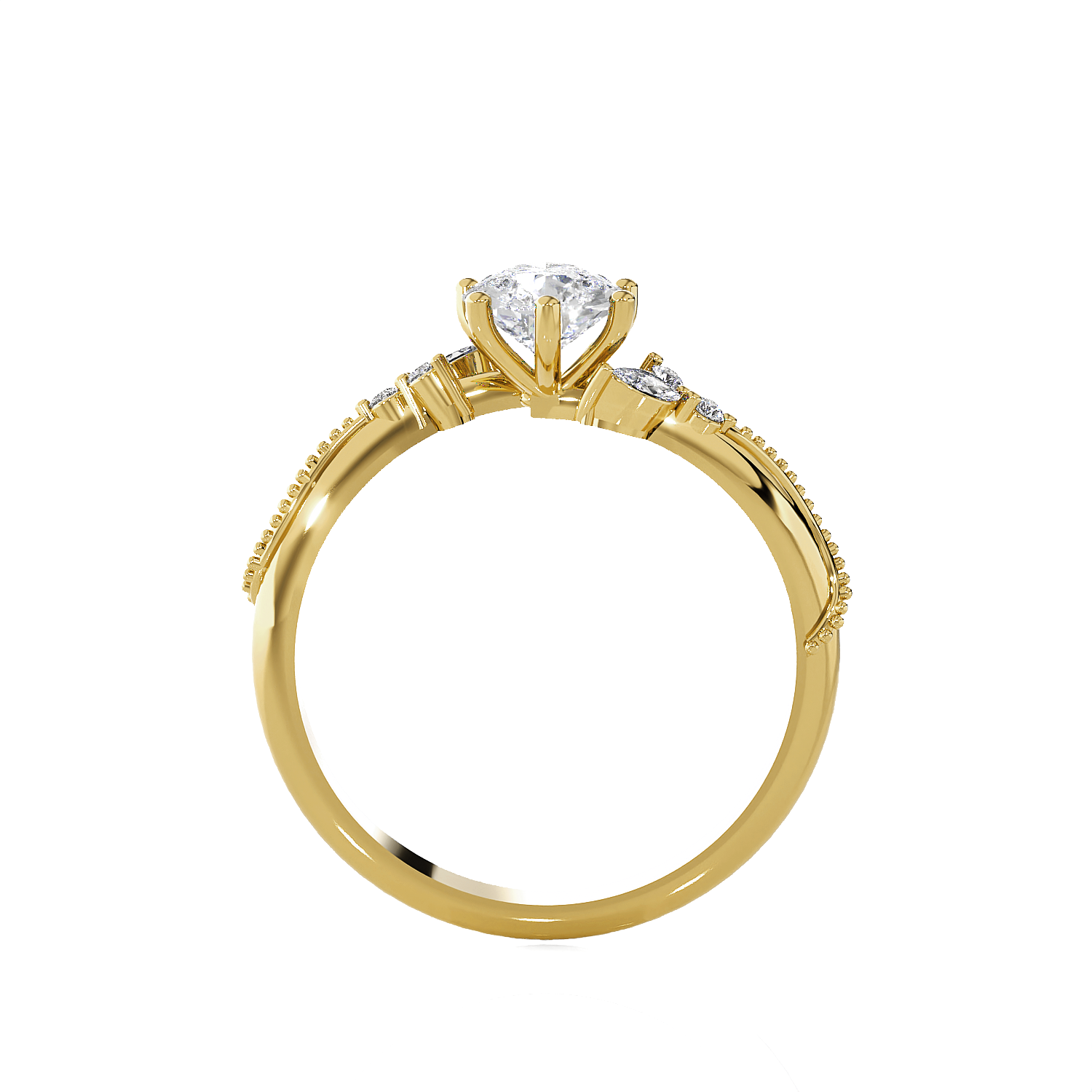 Pear-Shaped Lab Grown Diamond Side Stone Engagement Ring