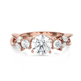Round Lab Grown Diamond Side Stone Engagement Ring