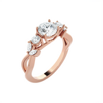 Round Lab Grown Diamond Side Stone Engagement Ring