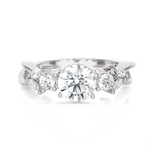 Round Lab Grown Diamond Side Stone Engagement Ring
