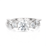 Round Lab Grown Diamond Side Stone Engagement Ring