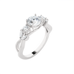Round Lab Grown Diamond Side Stone Engagement Ring